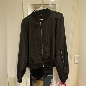 SHEIN cropped black plus bomber jacket 3XL